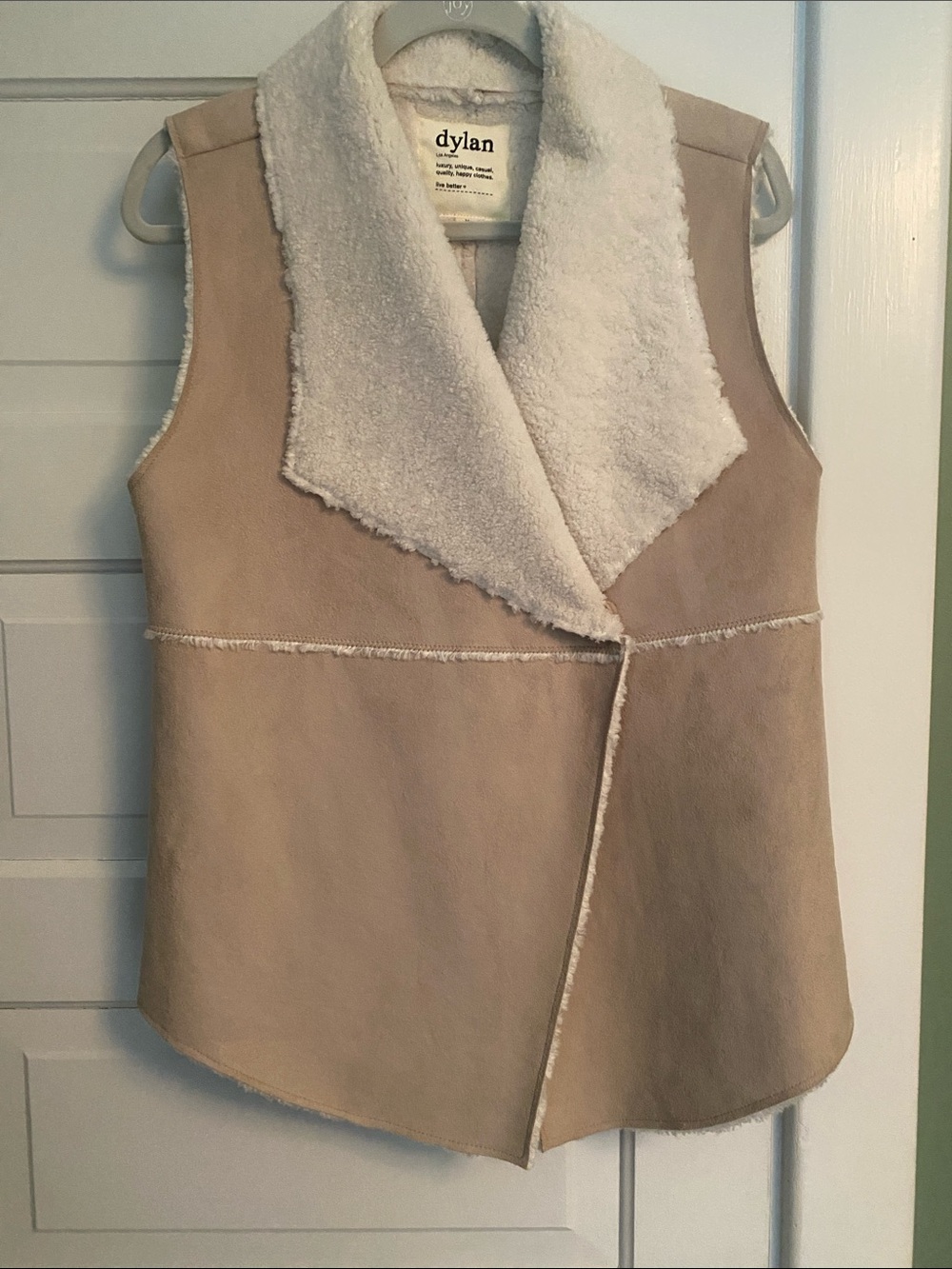 dylan Beige Vest with Cream Faux Shearling